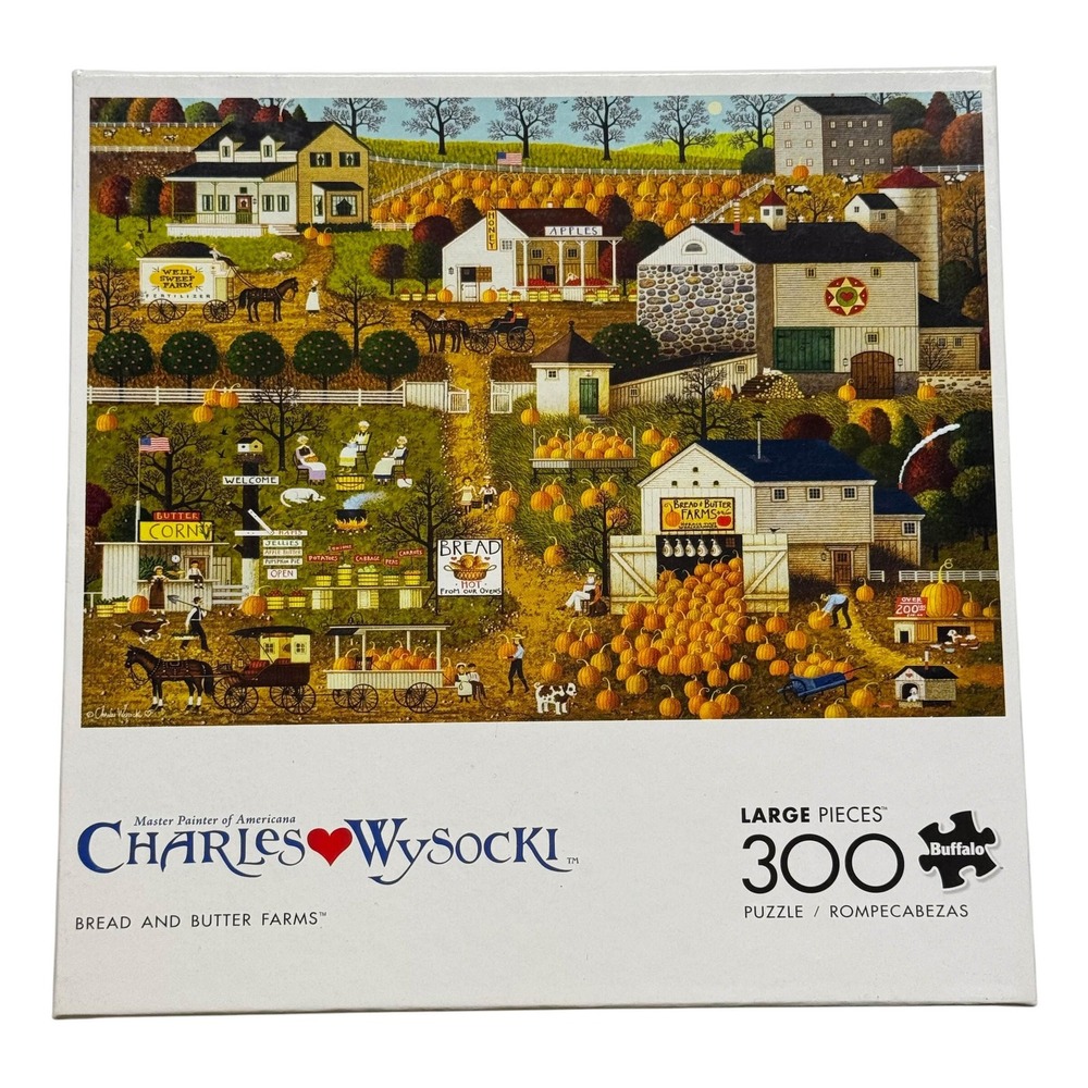 Charles Wysocki Bread‎ and Butter Farms 300 Large Piece Puzzle BG Complete